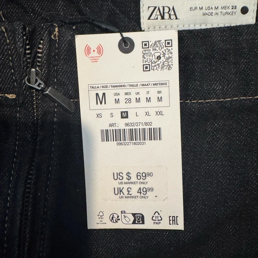 ZARA Dark Wash Denim Midi Skirt – Size M – New With Tags - Picture 3 of 5